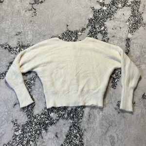 Joie Sweater Womens Size Small Ivory Fuzzy Button Back‎ Pullover Knit